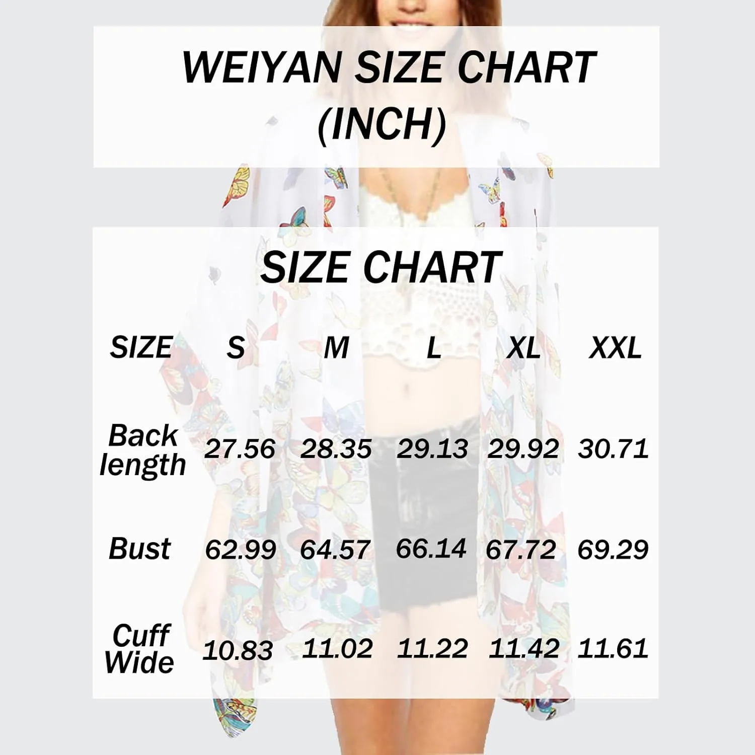 WEIYAN Women's Tops Loose Chiffon Kimono Cardigan Beach Swim Cover up Blouse