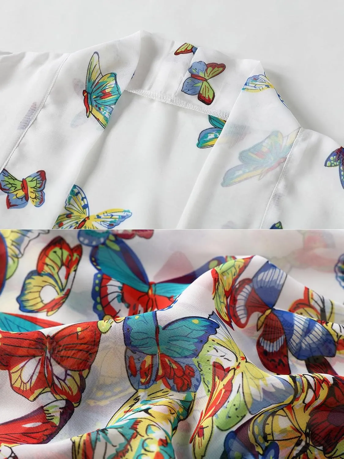 WEIYAN Women's Tops Loose Chiffon Kimono Cardigan Beach Swim Cover up Blouse