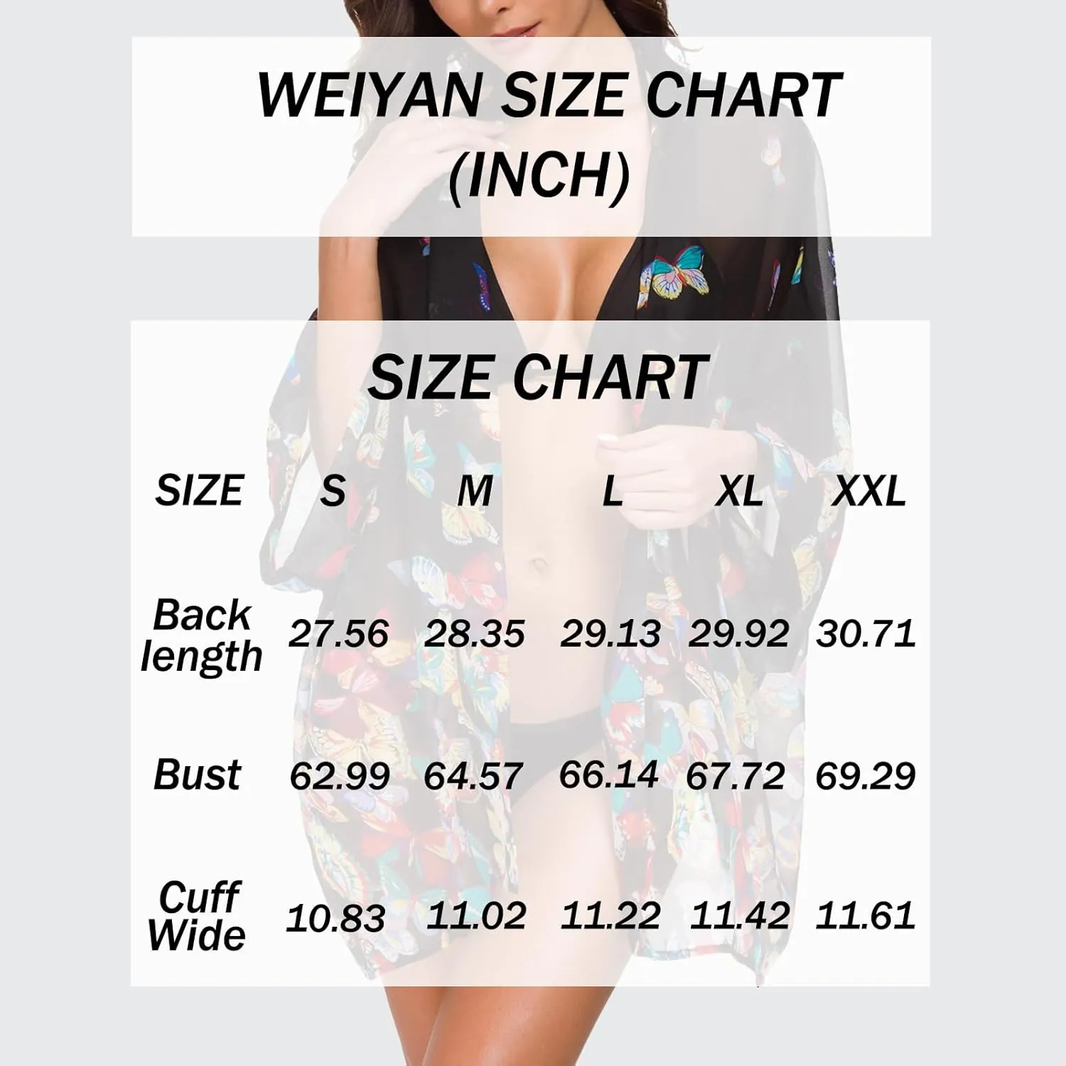 WEIYAN Women's Tops Loose Chiffon Kimono Cardigan Beach Swim Cover up Blouse