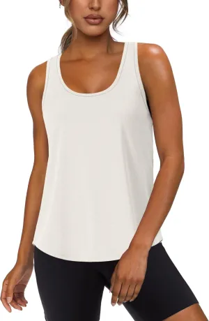 WIHOLL Women's Workout Tank Tops Sleeveless Athletic Racerback for Gym Yoga Running - Summer Fitness Tops Scoop Neck (S-XXL)