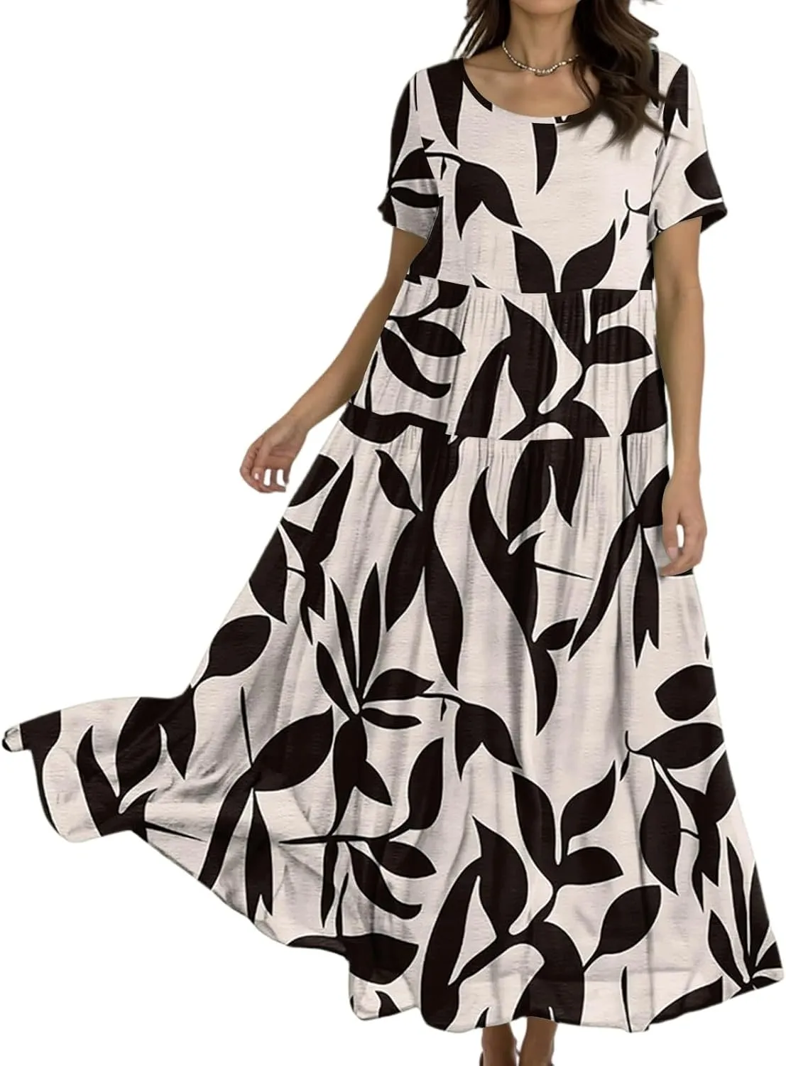 Women Casual Loose Fit Bohemian Floral Dress 2025 Plus Size Short Sleeve Long Maxi Summer Beach Swing Flowy Spring Dresses