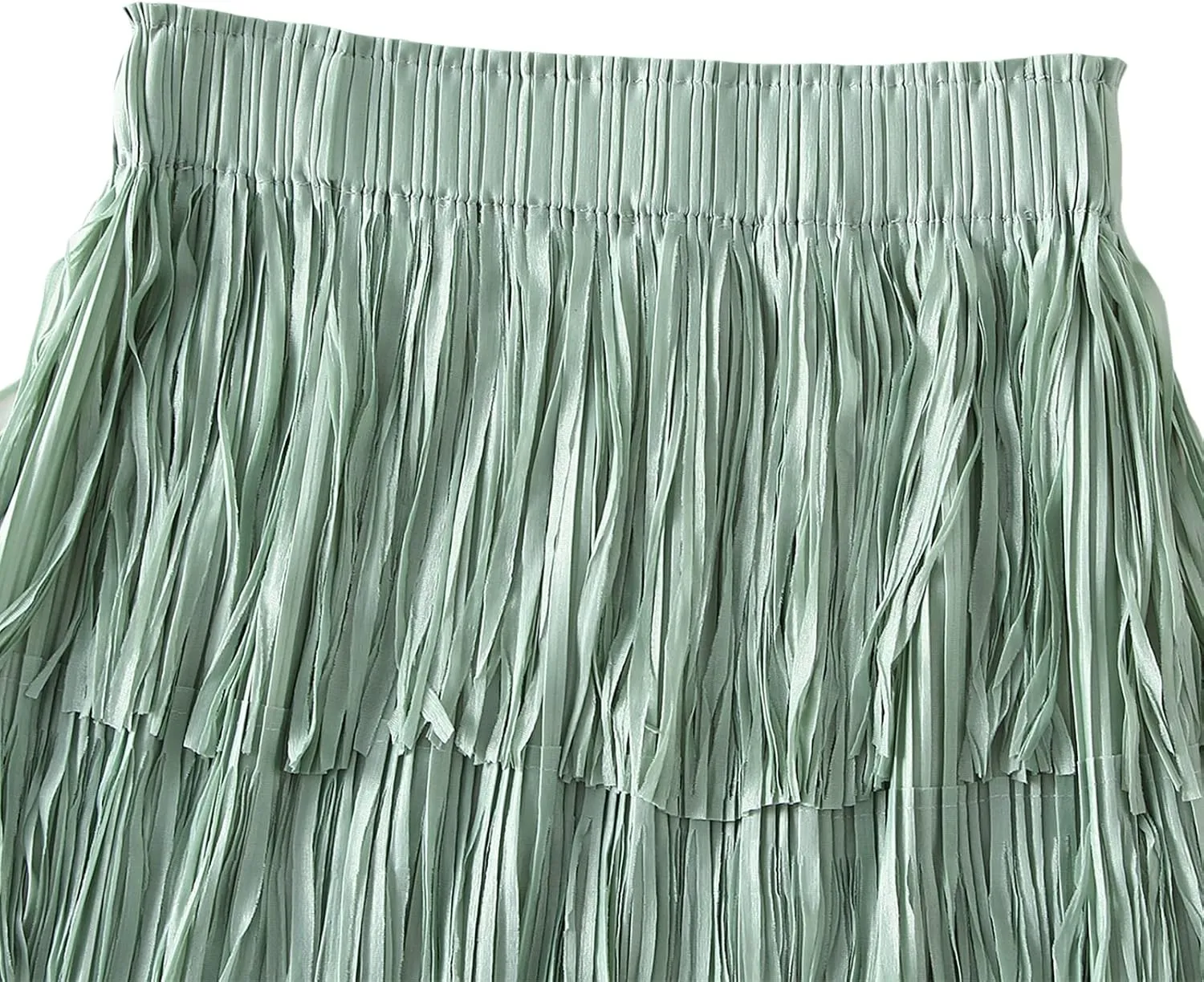 Women Fringe Skirt Elastic Waist Tiered Tassel Bodycon Midi Pencil Skirts Night-Out Party Daily Elegant Skirts