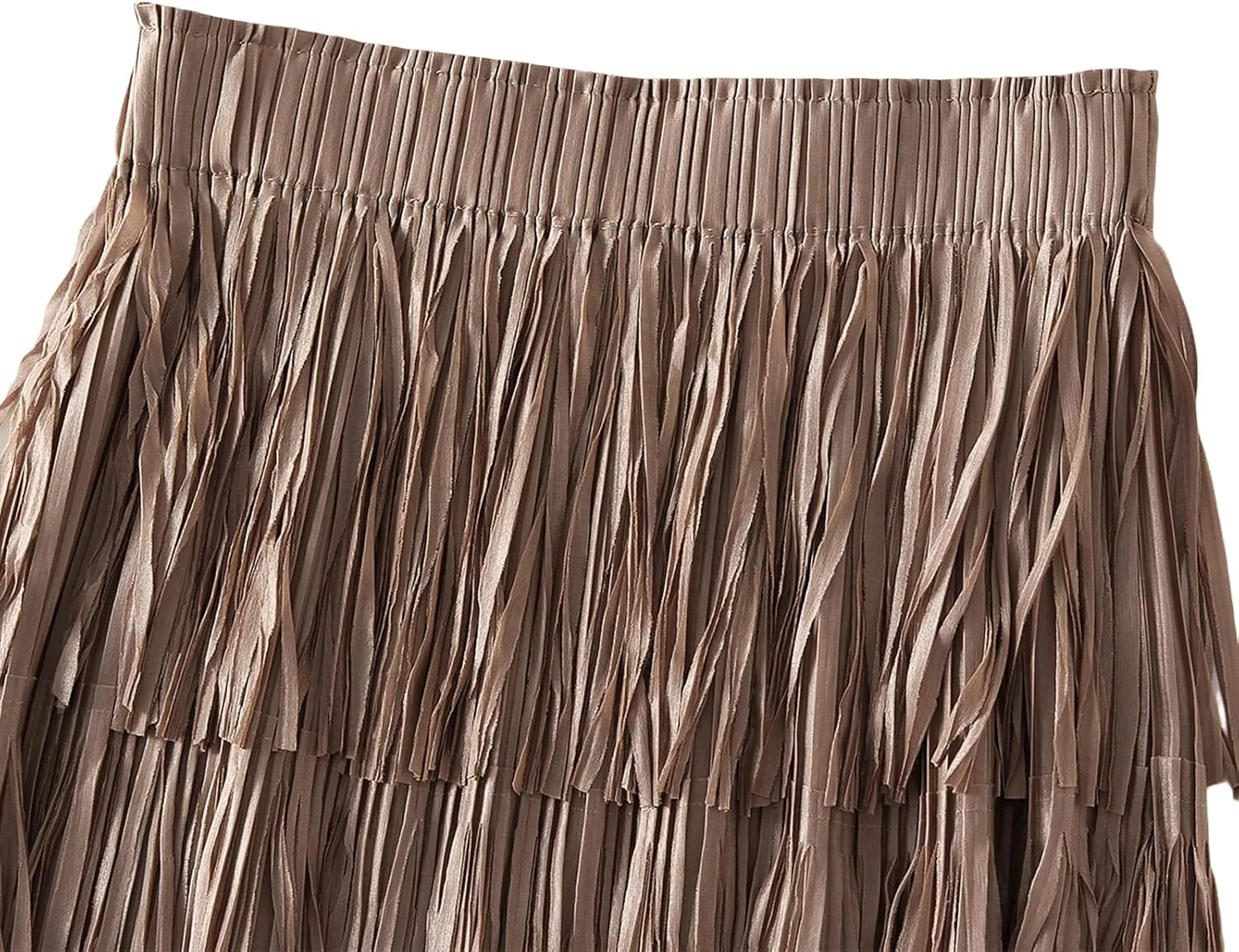 Women Fringe Skirt Elastic Waist Tiered Tassel Bodycon Midi Pencil Skirts Night-Out Party Daily Elegant Skirts