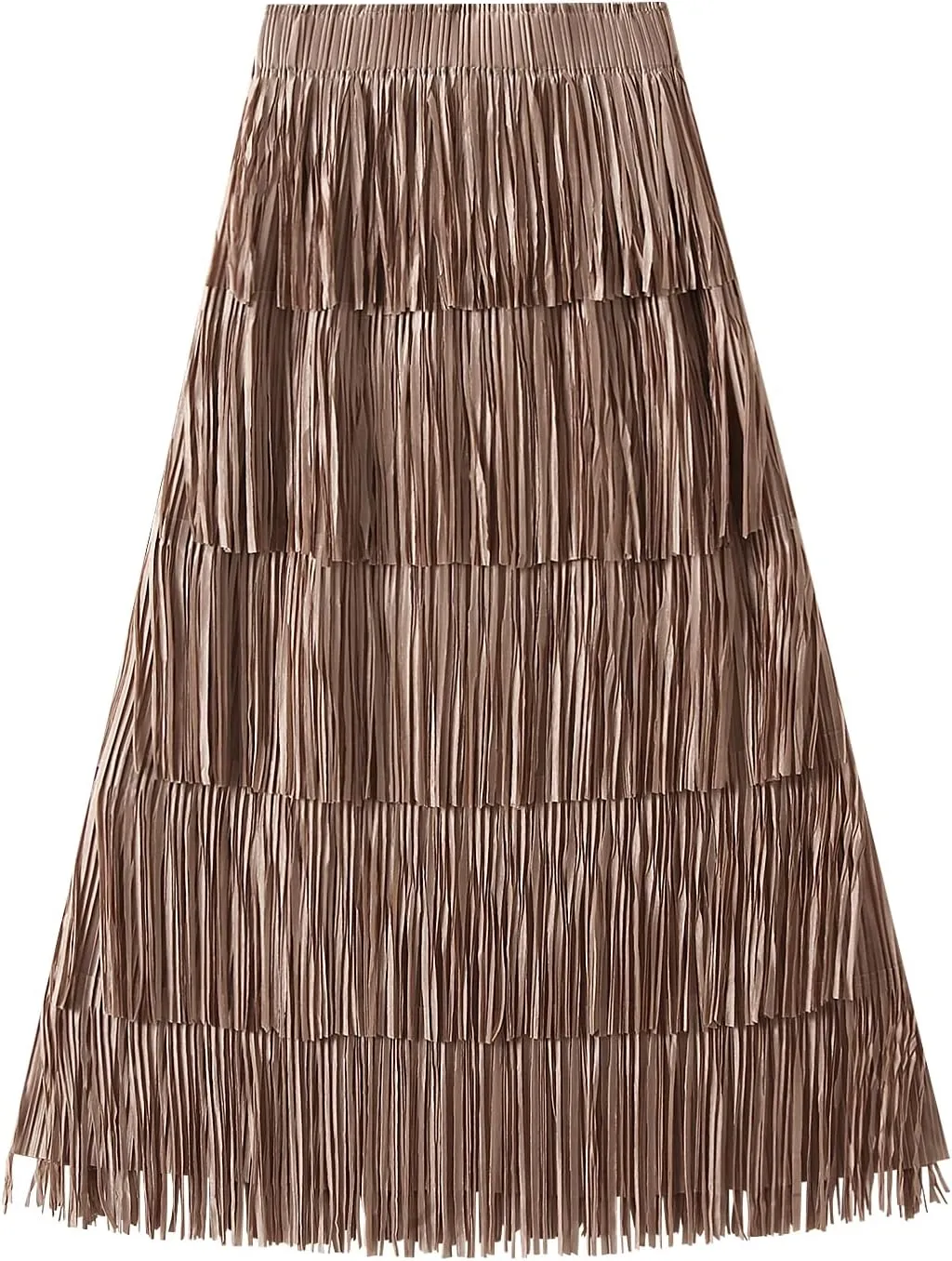 Women Fringe Skirt Elastic Waist Tiered Tassel Bodycon Midi Pencil Skirts Night-Out Party Daily Elegant Skirts
