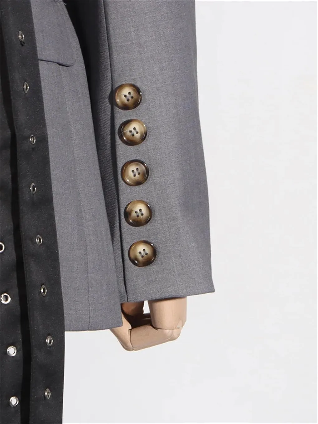 Women Patchwork Belts Blazers for Women Notched Collar Long Sleeve Hit Color Casual Temperament Blazer Female