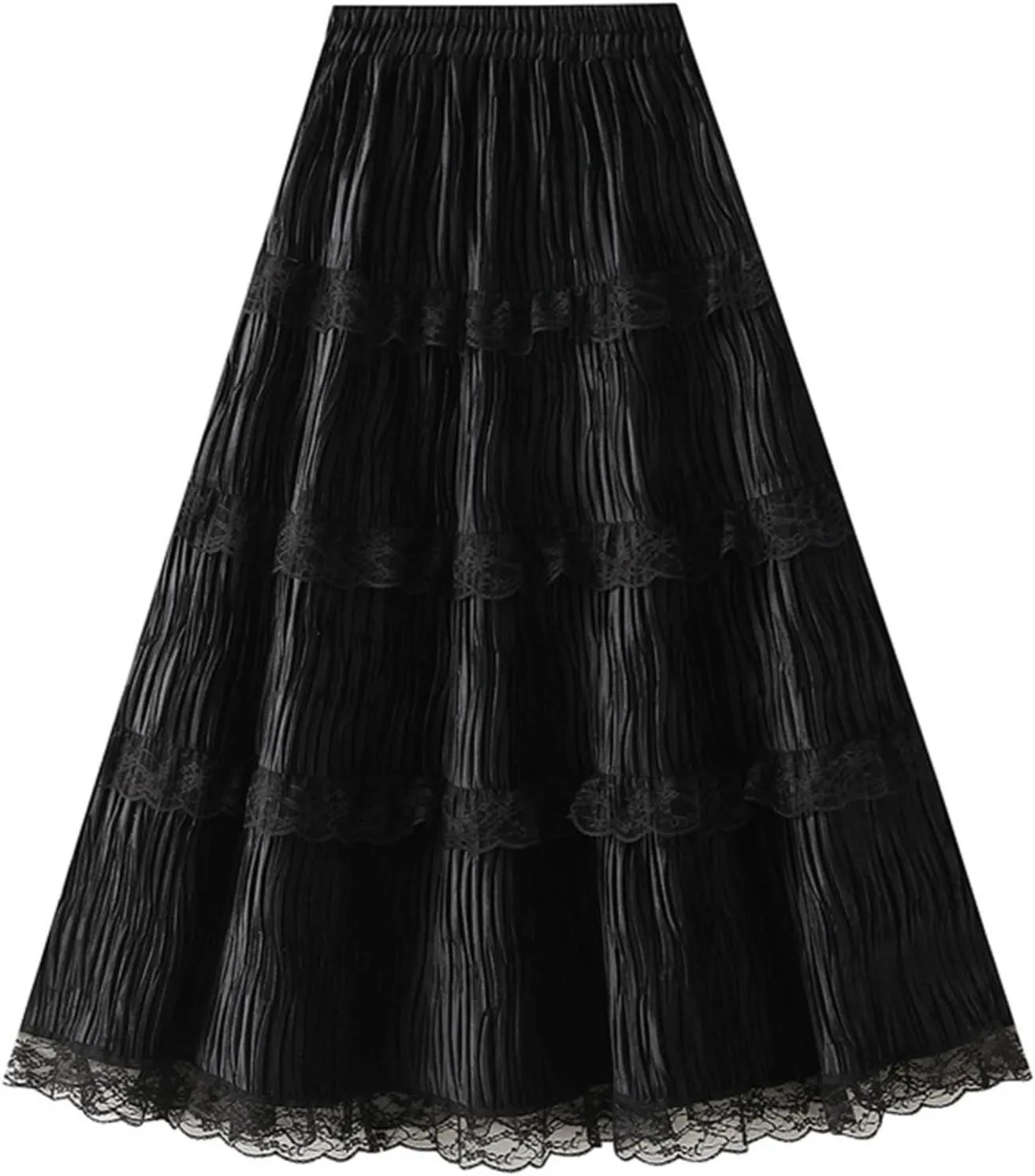 Womens A Line Long Skirt Casual High Waist Tiered Pleated Skirt Elegant Flared Midi Wedding Skirts