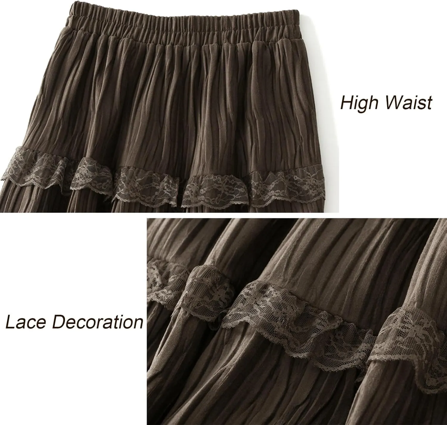 Womens A Line Long Skirt Casual High Waist Tiered Pleated Skirt Elegant Flared Midi Wedding Skirts