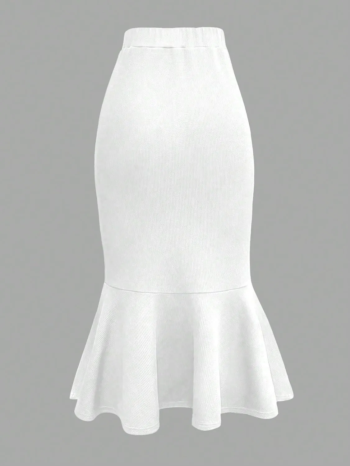 Women's Basic Natural Ruched Mermaid High Waisted Pleated Hem Elegant Midi Skirt Casual Skirts