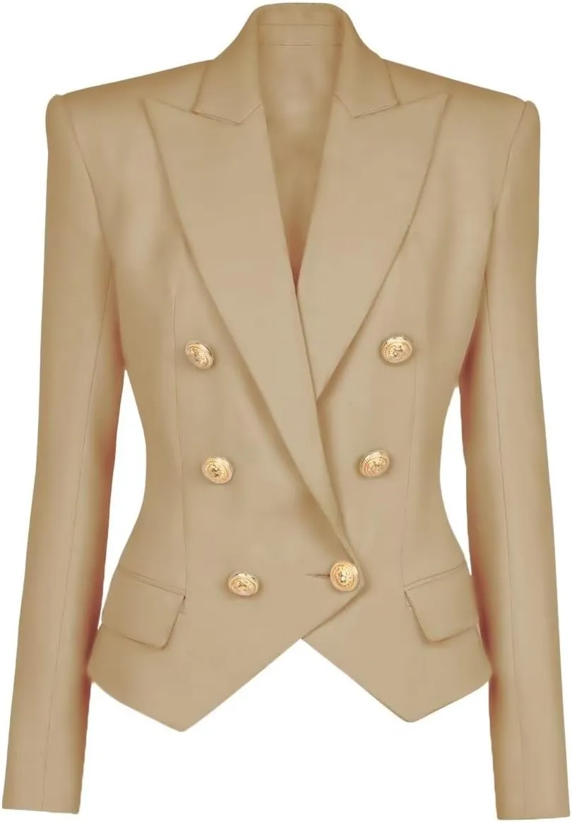 Women's Blazer Business Women Casual Long Sleeve Double Breasted Suit Jacket Office Lady Work Blazers Suit