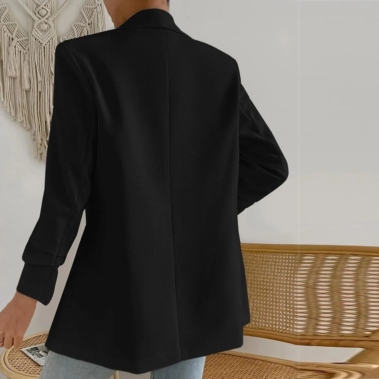 Women's Blazer Jackets Open Front Long Sleeve Lapel Jacket Suit Solid Colort Oversozed Work Office Blazers Outfits