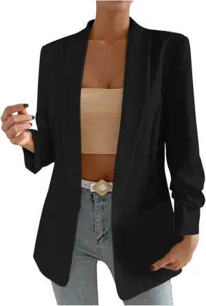 Women's Blazer Jackets Open Front Long Sleeve Lapel Jacket Suit Solid Colort Oversozed Work Office Blazers Outfits