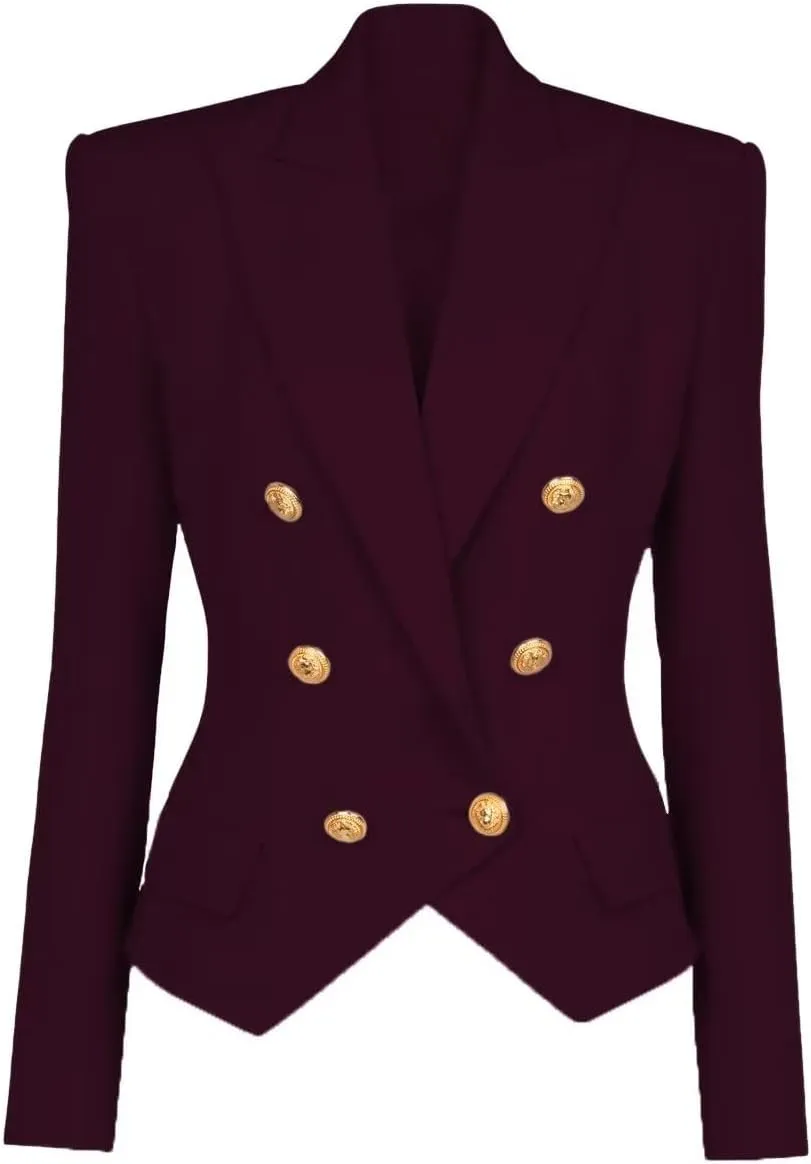 Women's Casual Blazer Business Women Open Front Double Breasted Suit Jacket Office Lady Work Blazers Suit