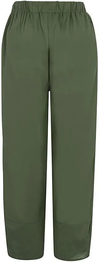 Womens Casual Cotton Linen Pants Trendy Elastic High Waist Crossover Leg Harem Trouser Workout Sport Lounge Sweatpant