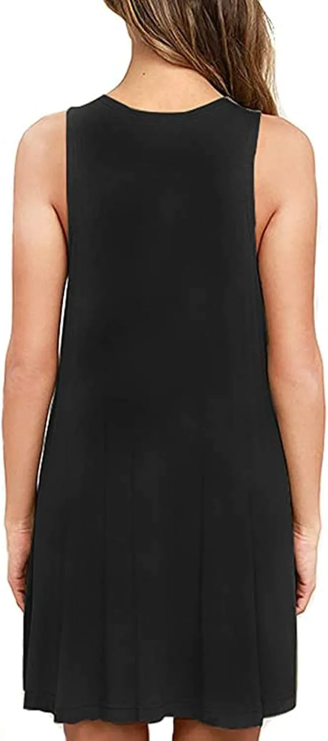 Women's Casual Dresses Summer Casual Loose Solid Color Dress 2024 Round Neck Sleeveless Midi Dress, S-2XL