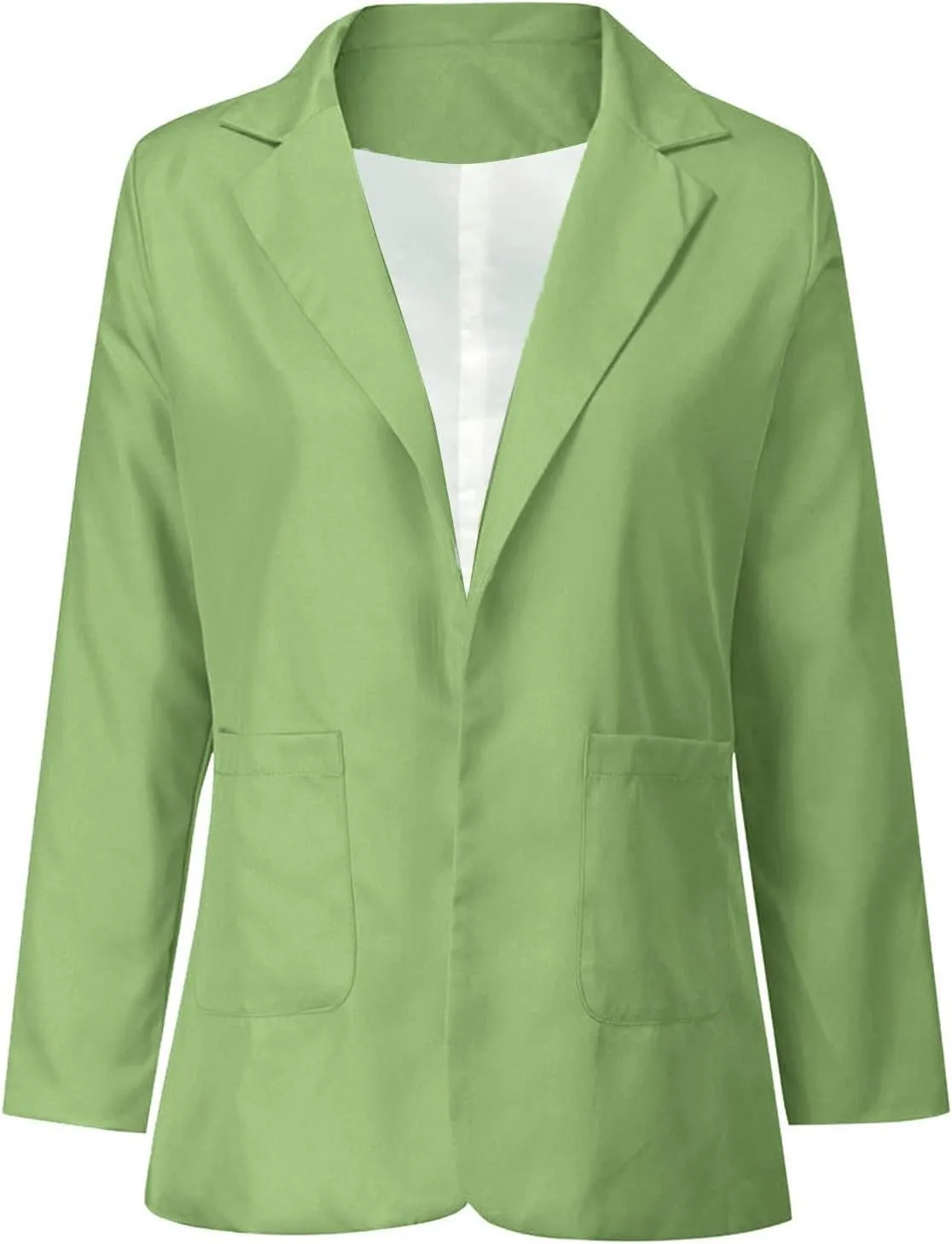 Womens Casual Dressy Blazers Jacket,Fashion Fall Bussiness Suit Clothe,Long Sleeve Solid Color Suit Without Pockets