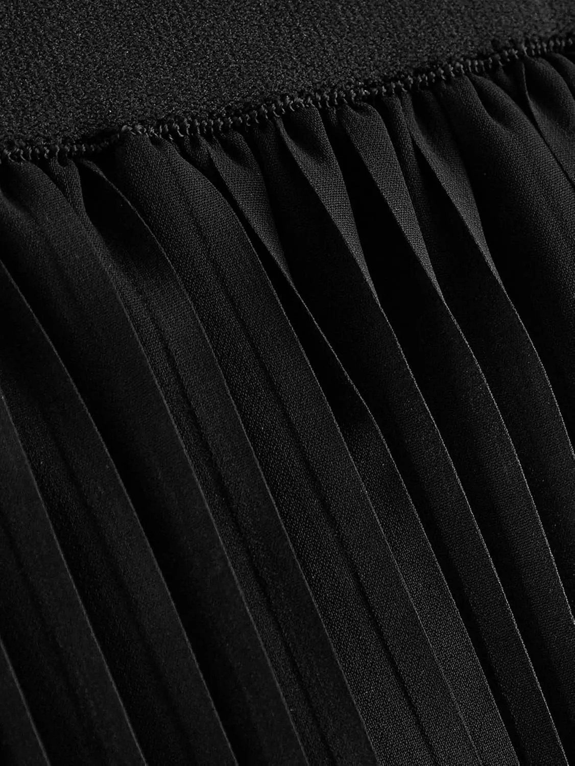 Women's Casual Skirt Solid Pleated Elastic Waist Midi Skirt for Work and Party