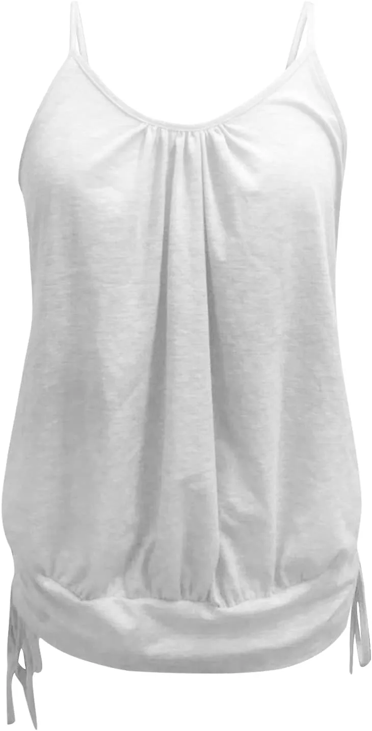 Women's Casual Summer 2025 Tank Tops Solid Loose Camisole Vest Spaghetti Strap Top Fashion Sleeveless Blouse