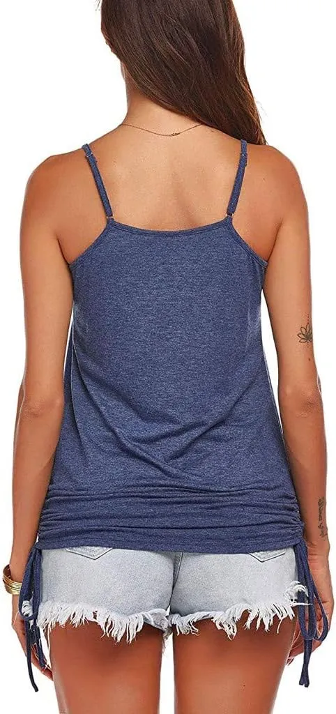 Women's Casual Summer 2025 Tank Tops Solid Loose Camisole Vest Spaghetti Strap Top Fashion Sleeveless Blouse