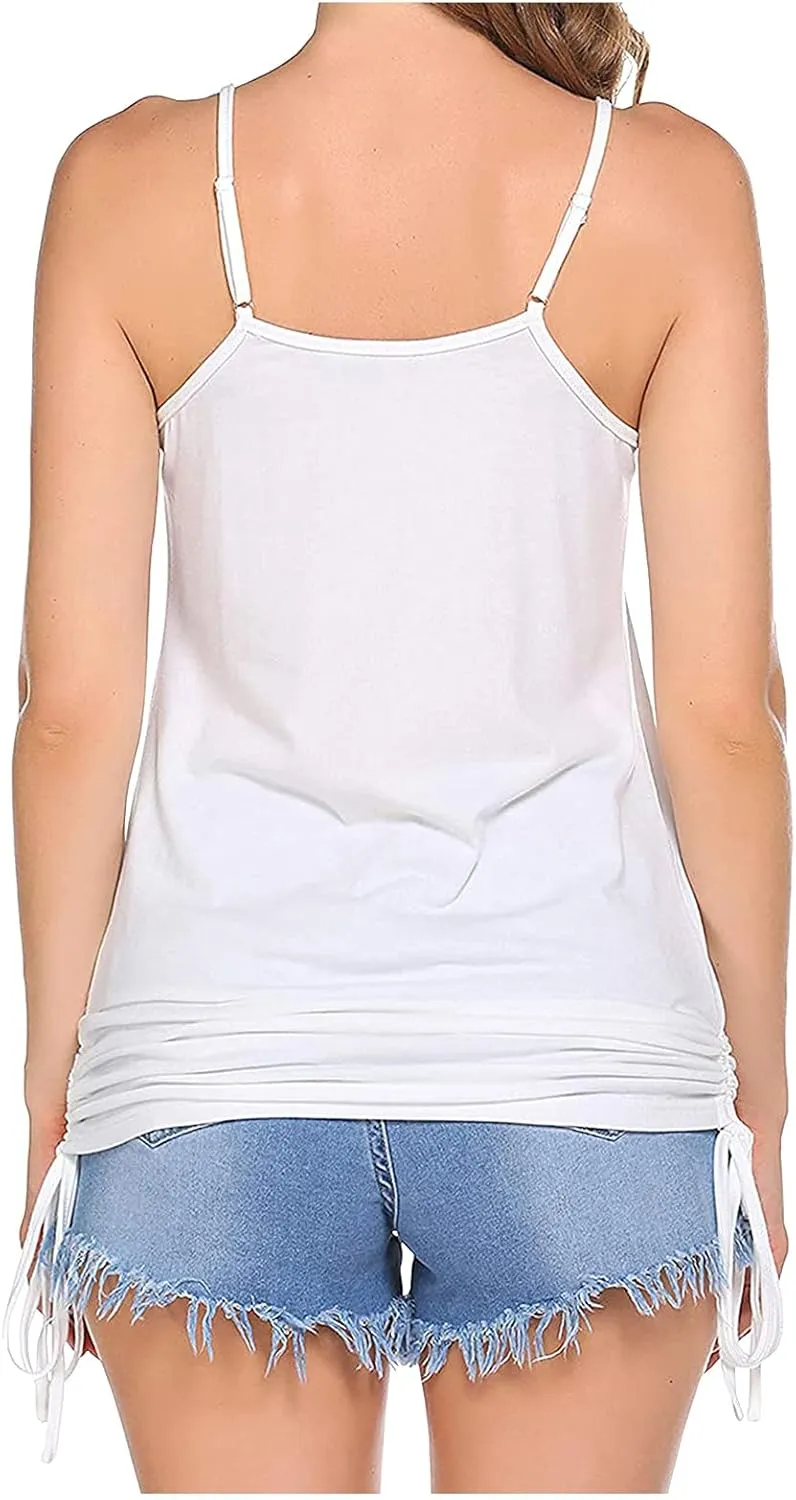 Women's Casual Summer 2025 Tank Tops Solid Loose Camisole Vest Spaghetti Strap Top Fashion Sleeveless Blouse