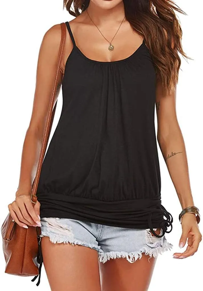 Women's Casual Summer 2025 Tank Tops Solid Loose Camisole Vest Spaghetti Strap Top Fashion Sleeveless Blouse