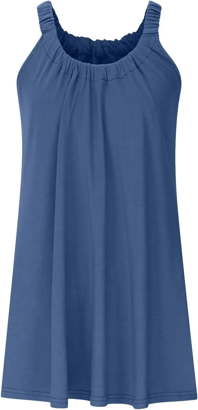 Womens Causal Summer Dress Beach Dress Sleeveless Waist Tie Front Bikini A- Line Mini Short Sun Dresses Beachwear
