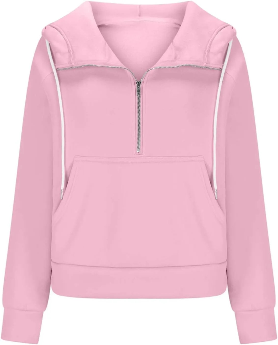 Womens Hoodies Fashion 2024 Half Zip Up Sweatshirts Drawstring Pullover Top Fashion Winter Clothes with Thumbs Hole