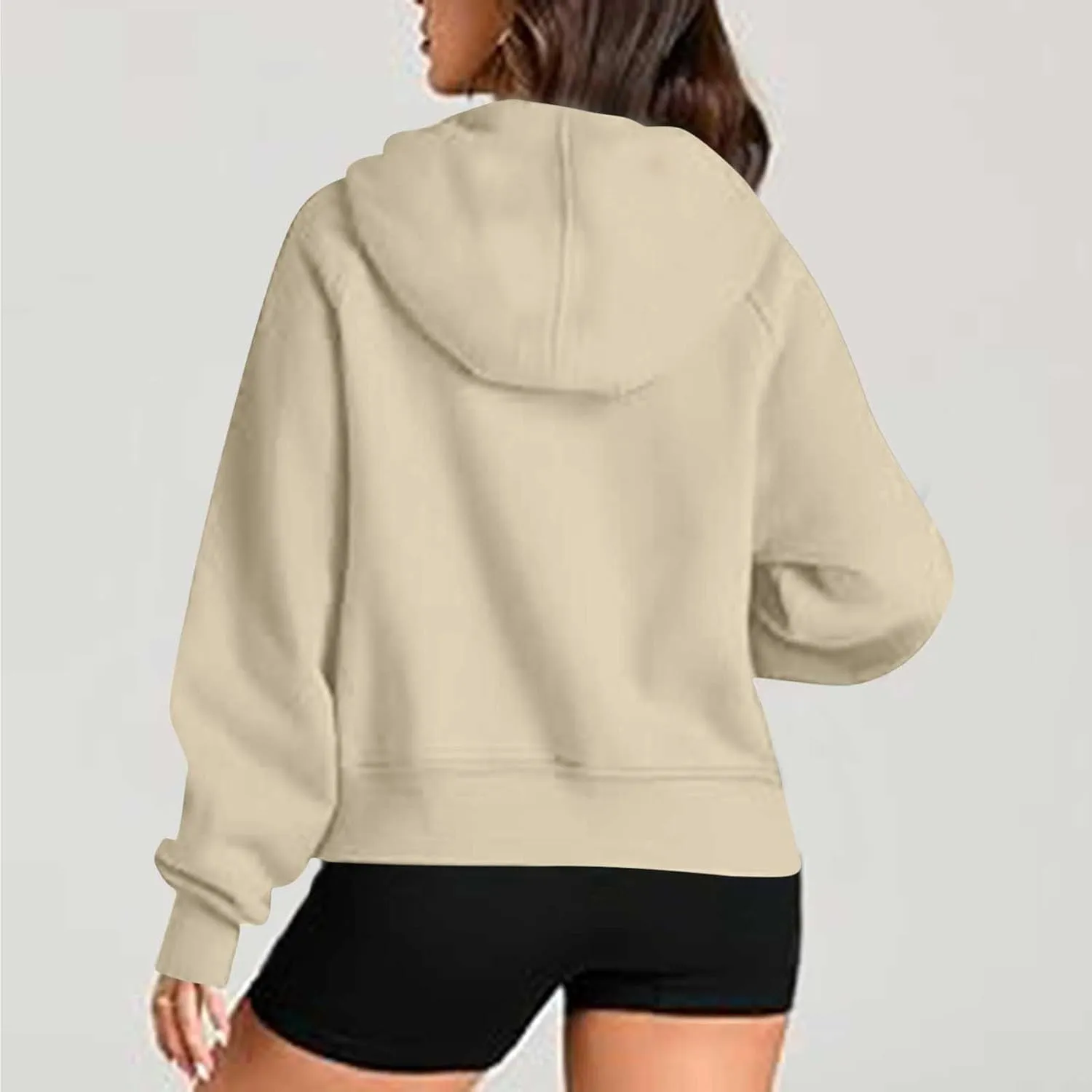 Womens Hoodies Fashion 2024 Half Zip Up Sweatshirts Drawstring Pullover Top Fashion Winter Clothes with Thumbs Hole