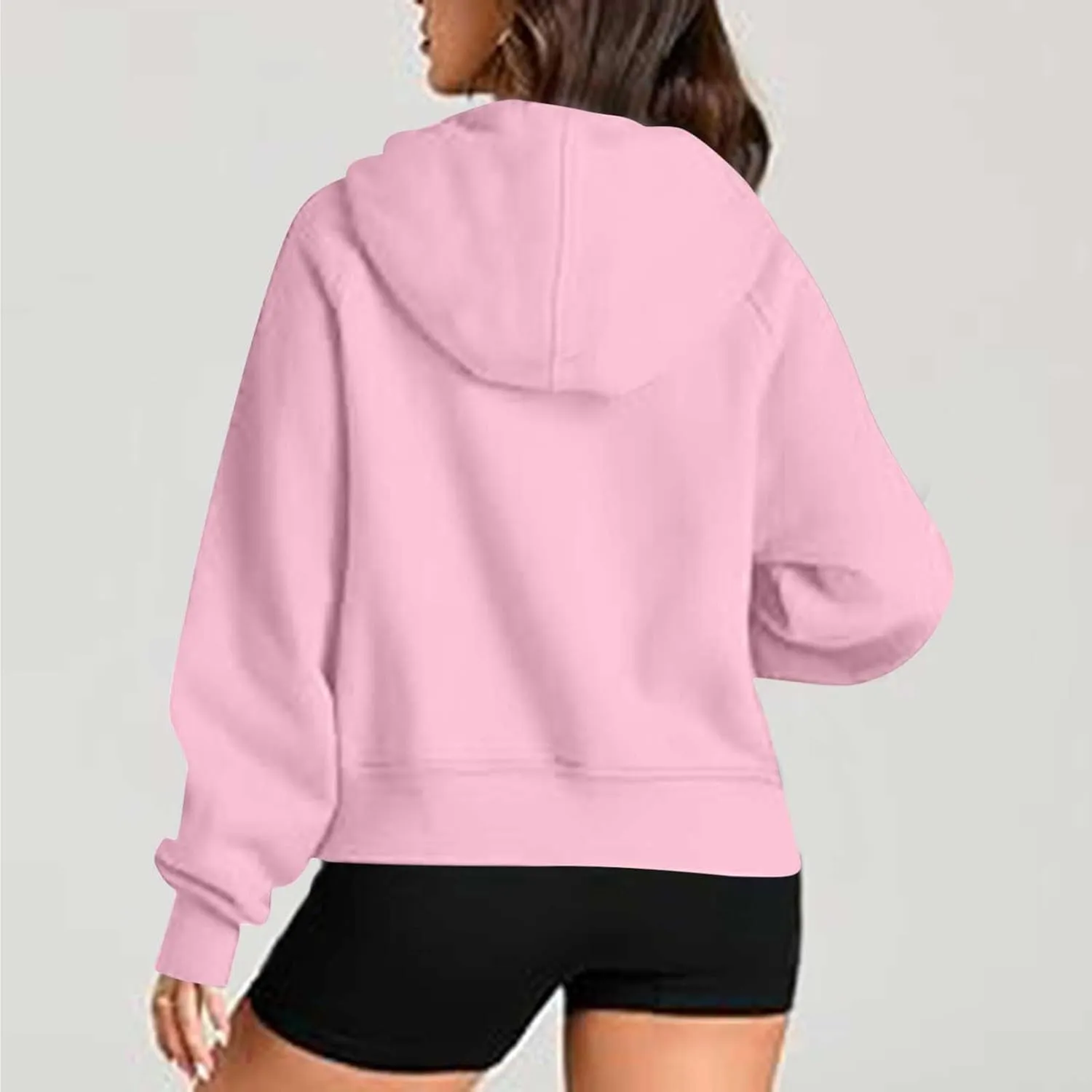 Womens Hoodies Fashion 2024 Half Zip Up Sweatshirts Drawstring Pullover Top Fashion Winter Clothes with Thumbs Hole
