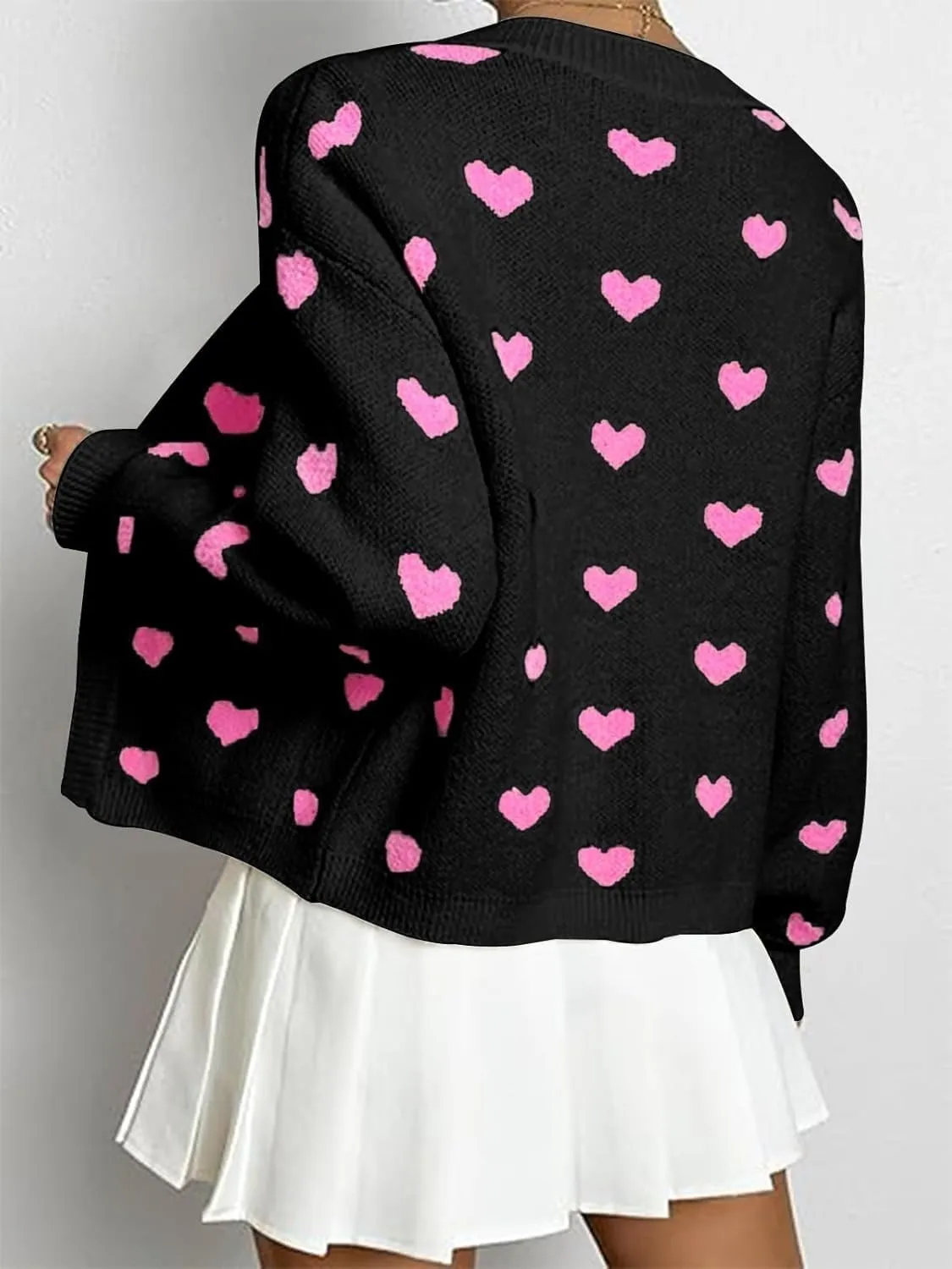 Women's Long Sleeve Floral Print Openg Front V Neck Knit Y2k Sweater Cardigan