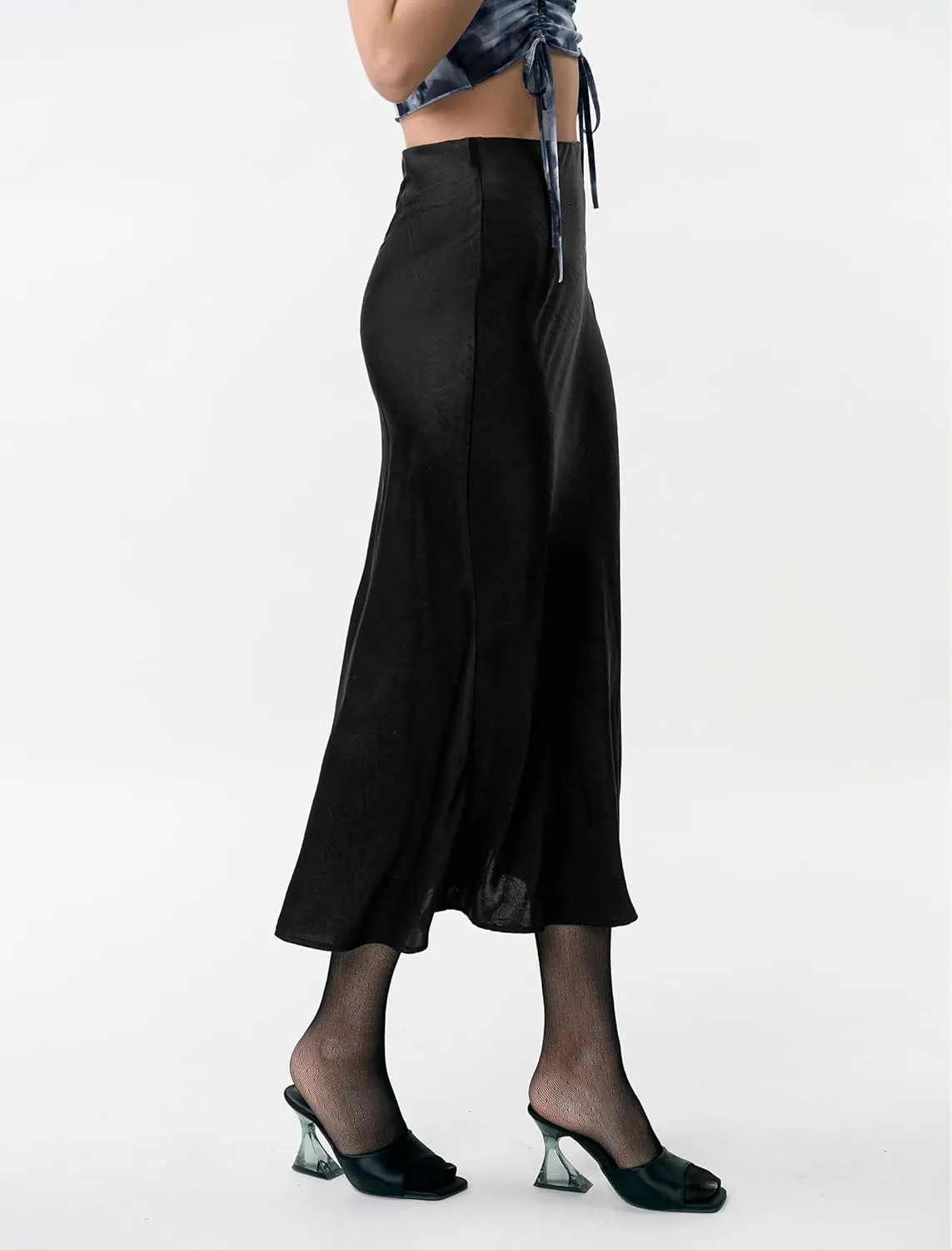 Women's Long Wrap Skirt - Solid Color Chiffon Maxi Skirts for Women High Waisted Elegant Flowy Skirts