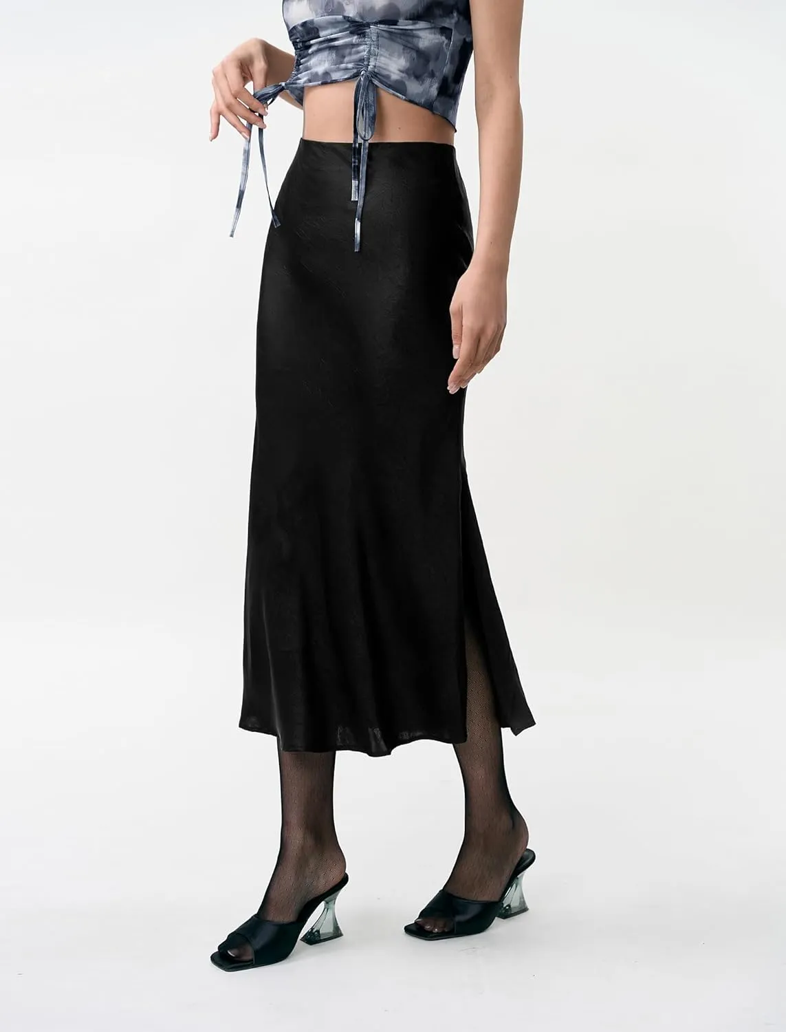 Women's Long Wrap Skirt - Solid Color Chiffon Maxi Skirts for Women High Waisted Elegant Flowy Skirts