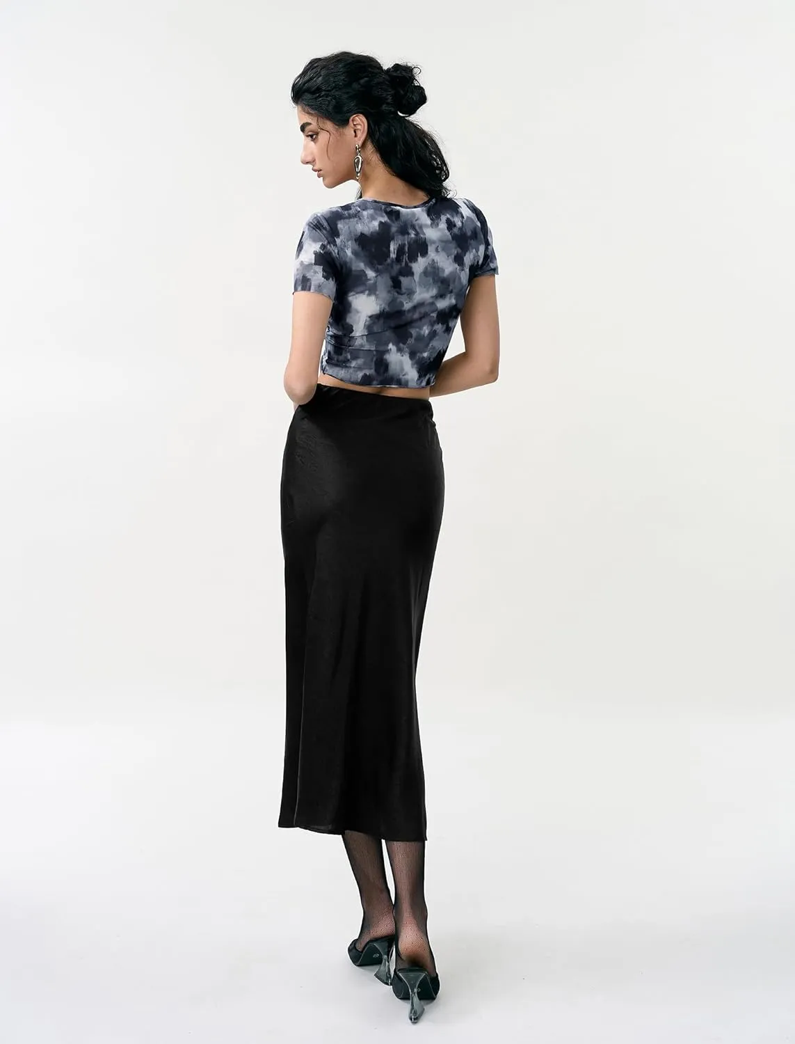 Women's Long Wrap Skirt - Solid Color Chiffon Maxi Skirts for Women High Waisted Elegant Flowy Skirts