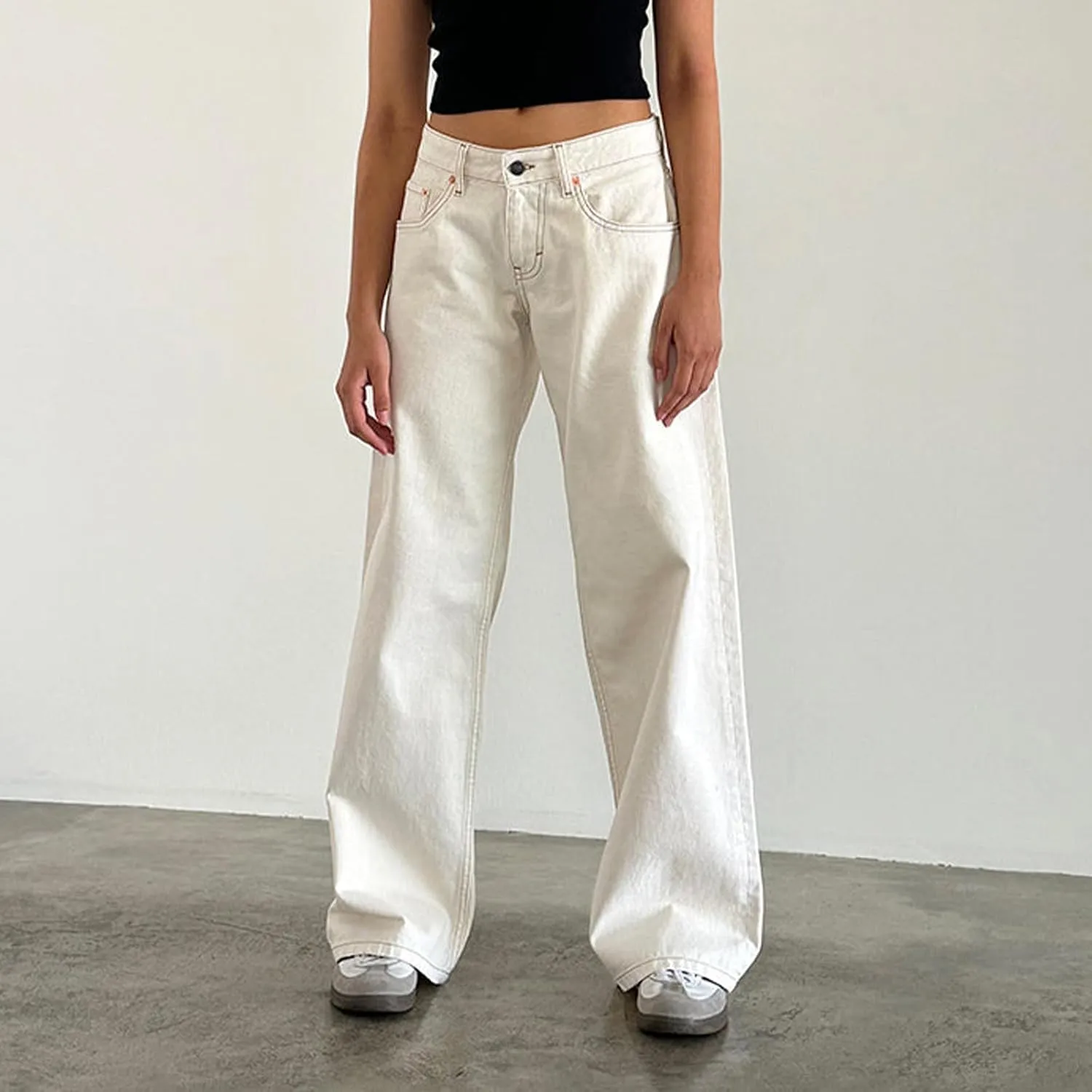 Women's Low Rise Baggy Jeans Boyfriend Y2K E-Girls Straight Wide Leg Denim Jeans Casual Loose Pants