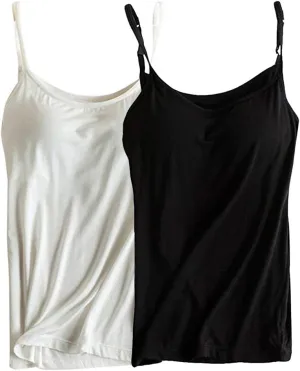Womens Modal Built-in Bra Padded Camisole Yoga Tanks Tops