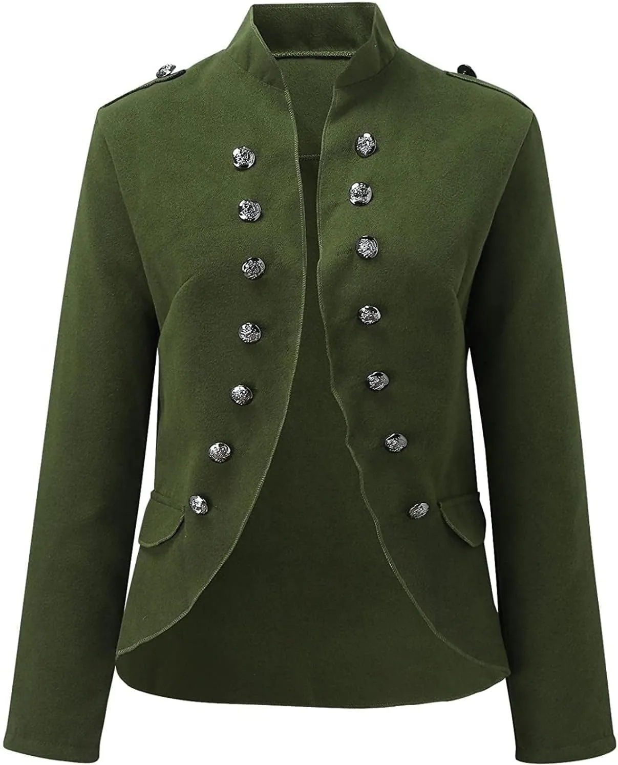Women's Spring Double Breasted Open Front Blazers Jacket Business Casual Lightweight Stand Collar Cropped Coat