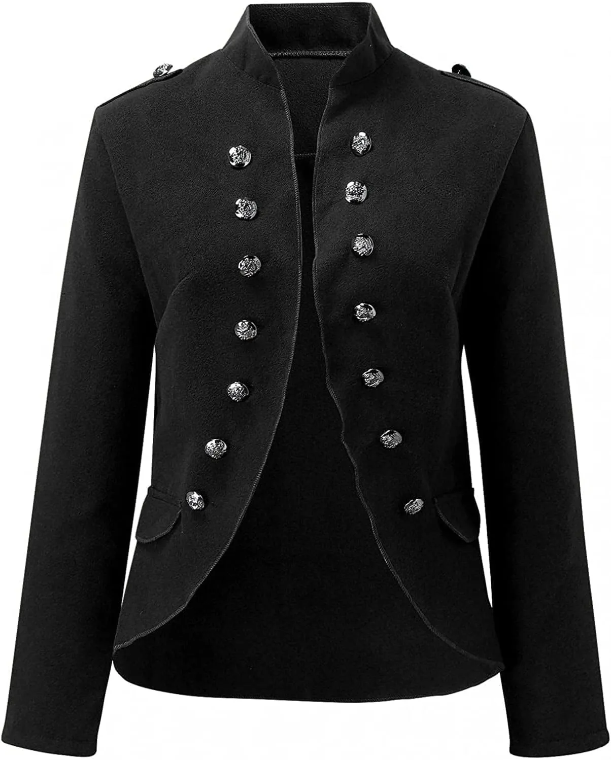 Women's Spring Double Breasted Open Front Blazers Jacket Business Casual Lightweight Stand Collar Cropped Coat