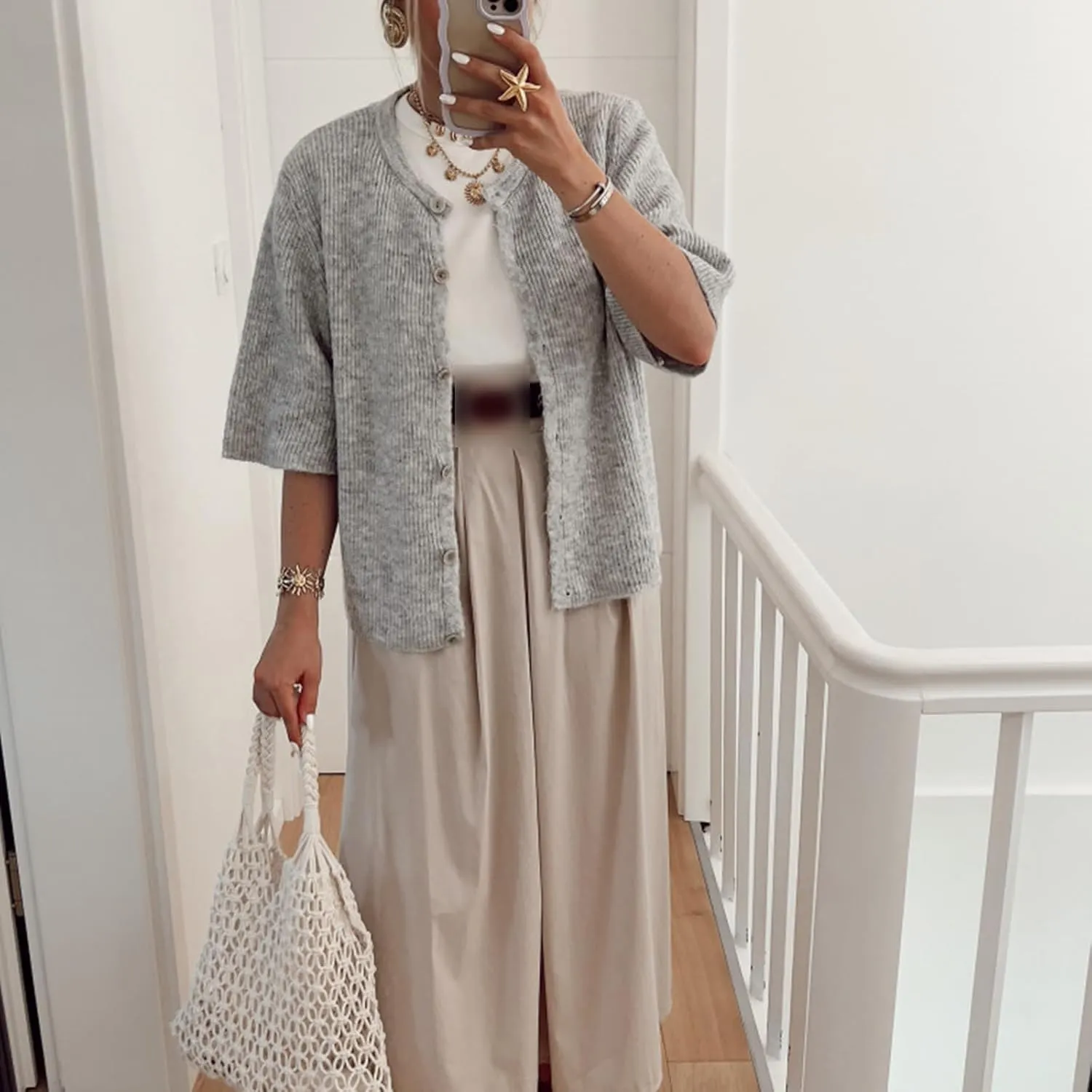 Women's Y2K Summer Button Down Sweater Cardigans Shirts Short Sleeve Knitted Blouse Top Going Out Cropped Knit Tops
