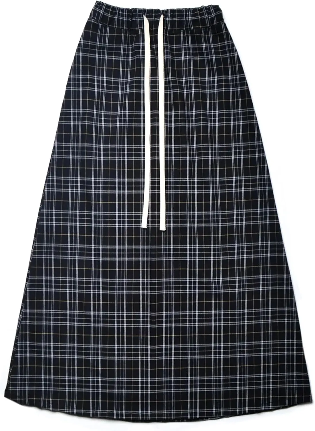 Y2K Plaid Maxi Skirt for Women Elastic High Waist Gingham A Line Flowy Swing Long Skirt Summer Retro Boho Streetwear