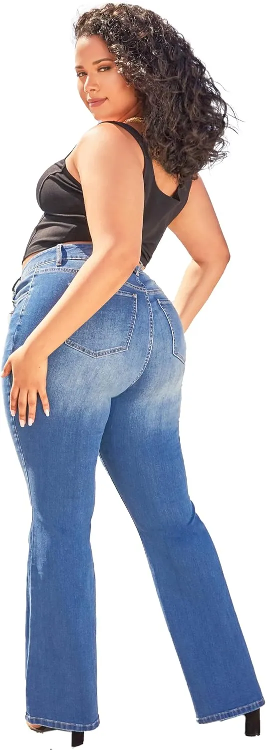 YMI Women's Junior Plus Size Basic Flare Jean