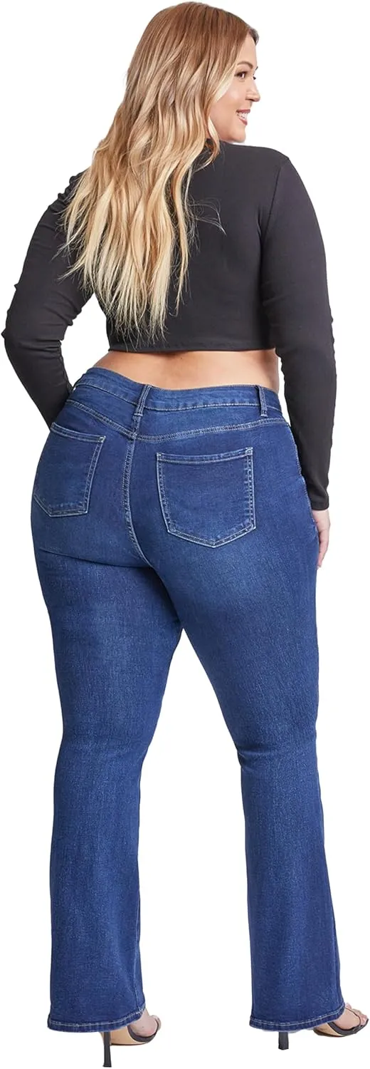 YMI Women's Junior Plus Size Basic Flare Jean