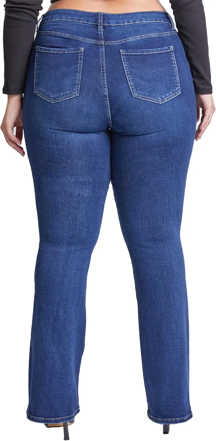 YMI Women's Junior Plus Size Basic Flare Jean