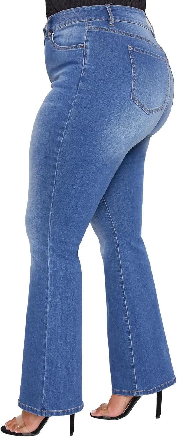 YMI Women's Junior Plus Size Basic Flare Jean