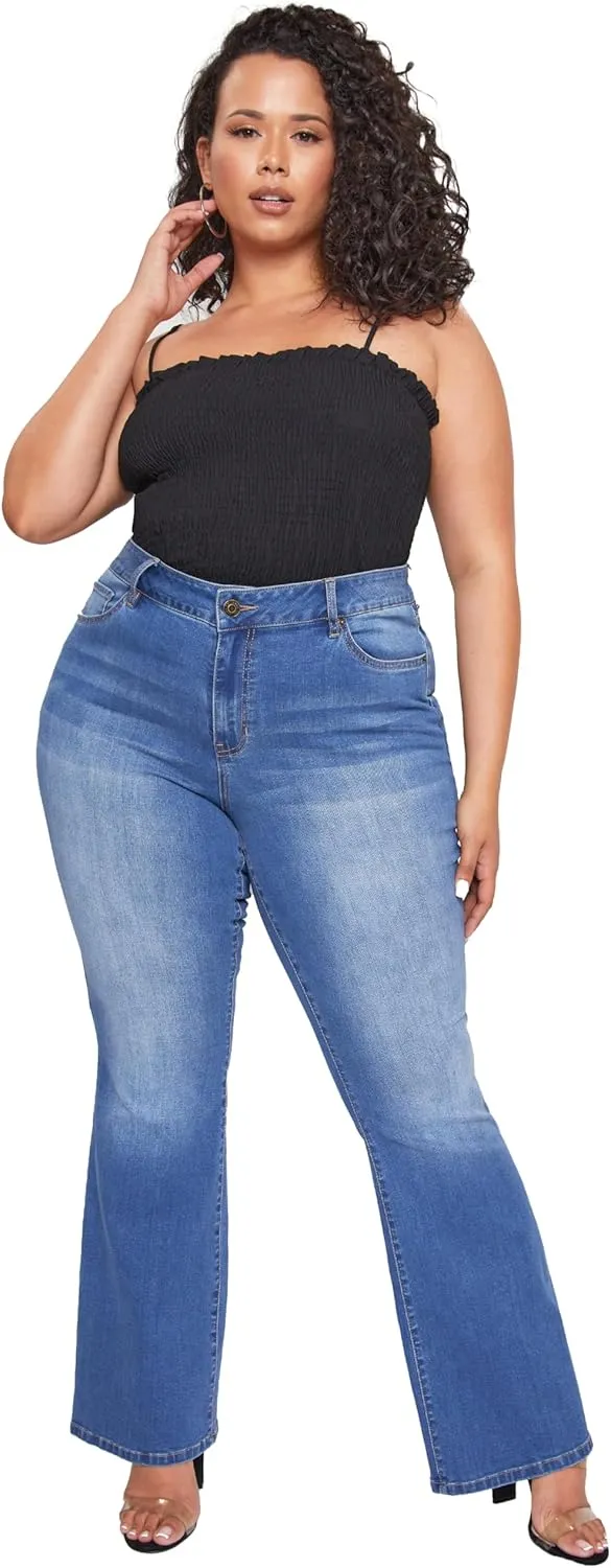 YMI Women's Junior Plus Size Basic Flare Jean