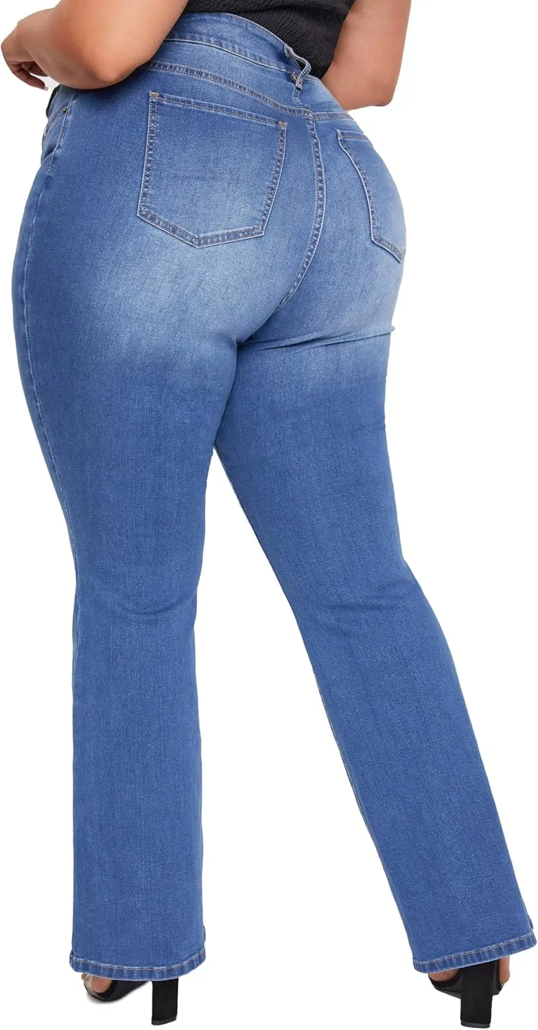 YMI Women's Junior Plus Size Basic Flare Jean