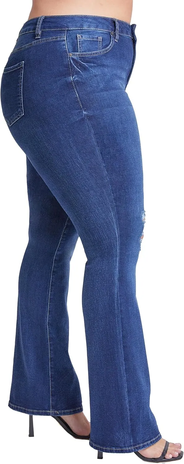 YMI Women's Junior Plus Size Basic Flare Jean
