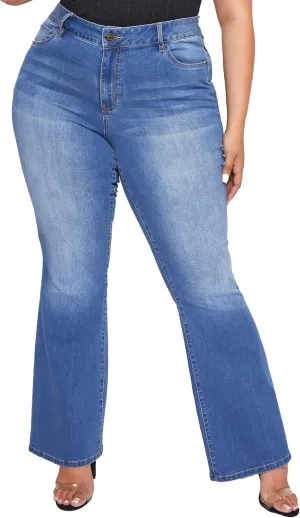 YMI Women's Junior Plus Size Basic Flare Jean