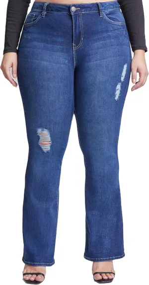 YMI Women's Junior Plus Size Basic Flare Jean