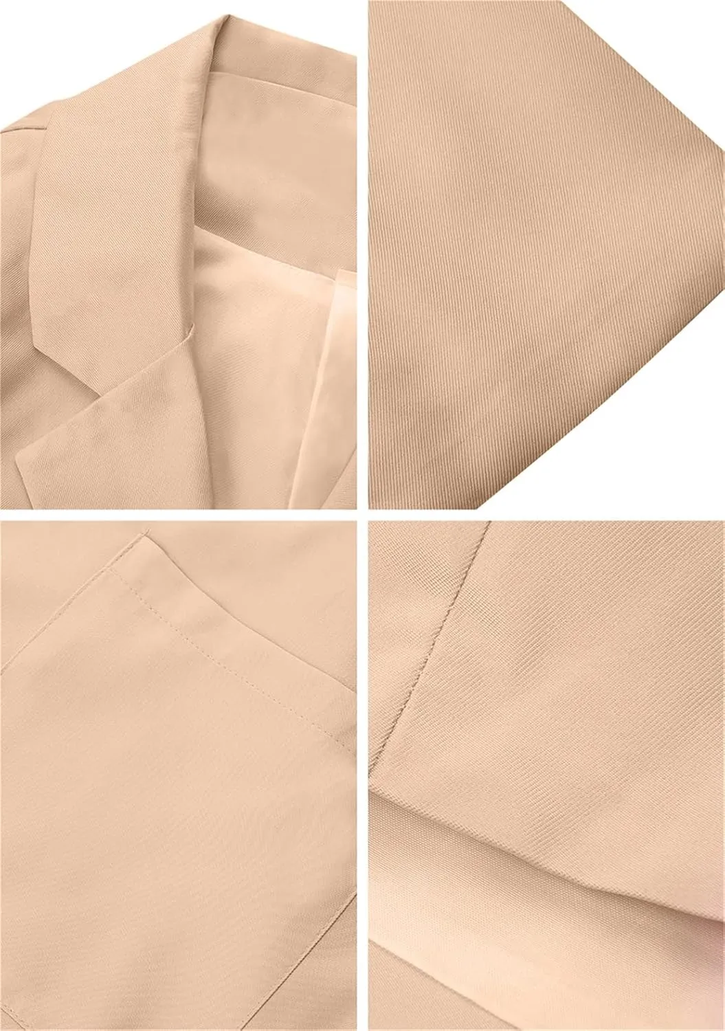 YMING Womens Solid Color Open Front Blazer Long Sleeve Office Jacket Work Cardigan with Pockets Plus Size